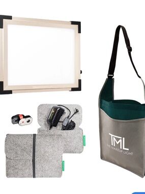 The Makeup Light Portable Panel + Carry Bag in Gray & Teal
